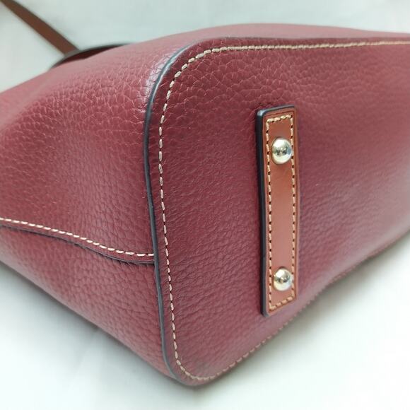 Dooney & Bourke Red Pebbled Leather Double Handles Zipper Tote Bag - Picture 16 of 16